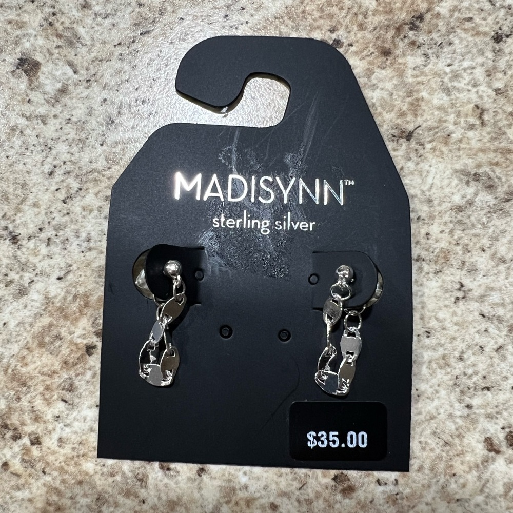 NWT Madisynn Sterling Silver Earrings - Silver Color Chain Loop